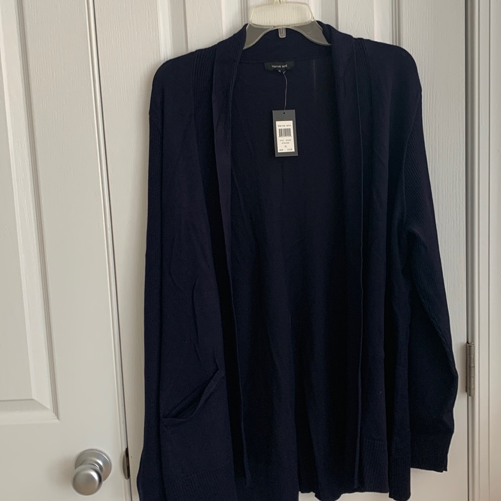 NWT size XL navy Verve Ami knit cardigan